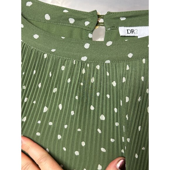 DR2 Daniel Rainn Green Polka Dot Long Sleeve Blouse 2X - Picture 6 of 6